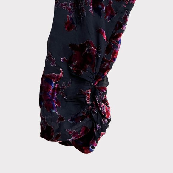 rag & bone Eloise Dress Floral Silk Mini Long Sleeve Purple Black Party Date - Picture 6 of 9